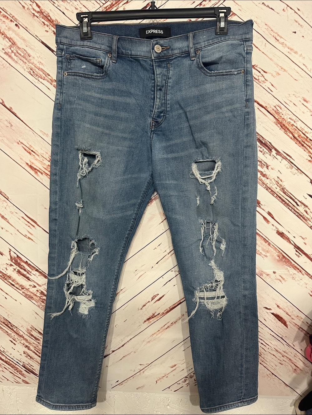 Express vintage skinny Light Blue Ripped Skinny Jeans